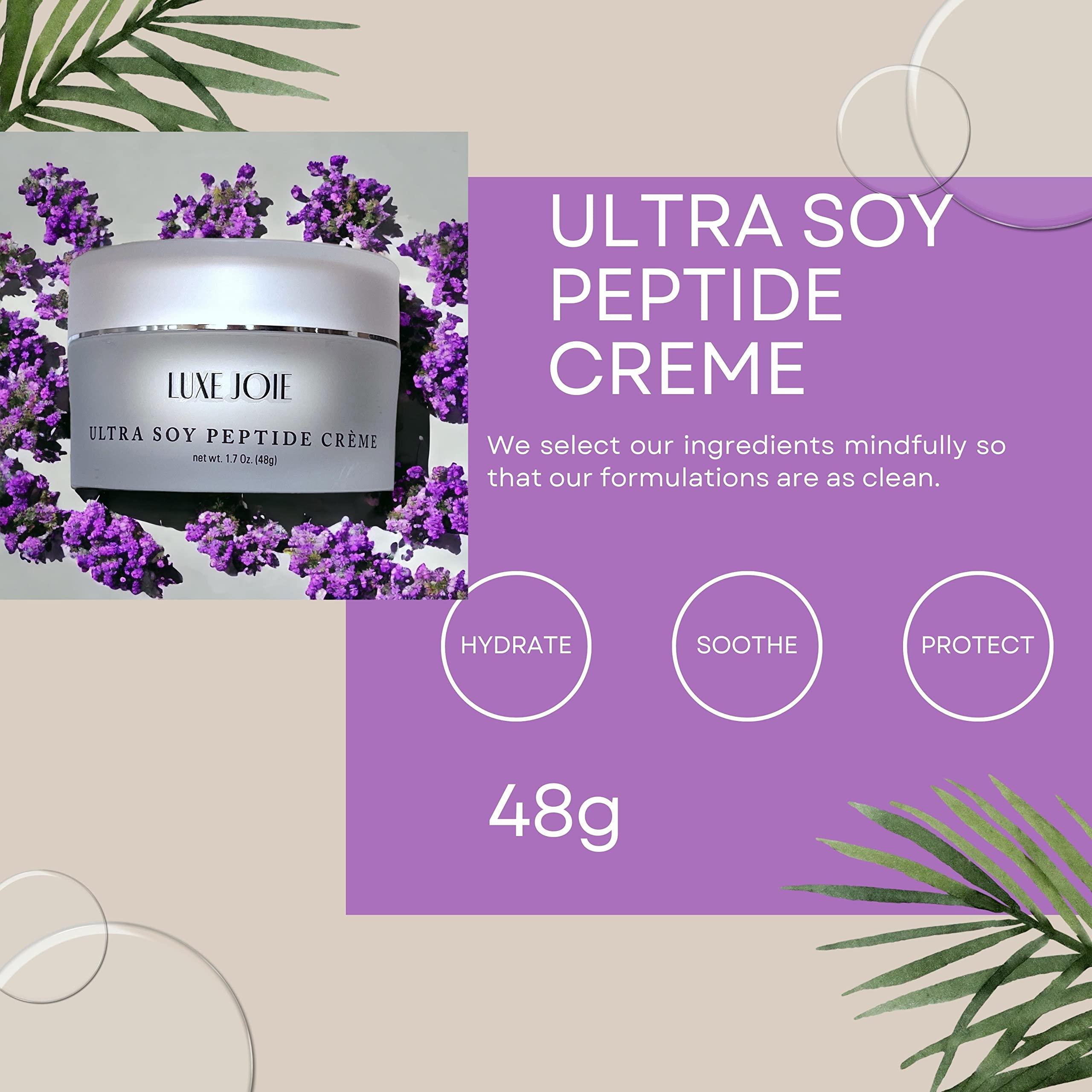 LuxeJoie LuxeJoie Ultra Soy Peptide Creme With Matrixyl Peptides Alpha Lipoic Acid Anti-Aging Face Moisturizer Wrinkle Fine Line Reducer For Dry Mature Skin 1.7 Ounce