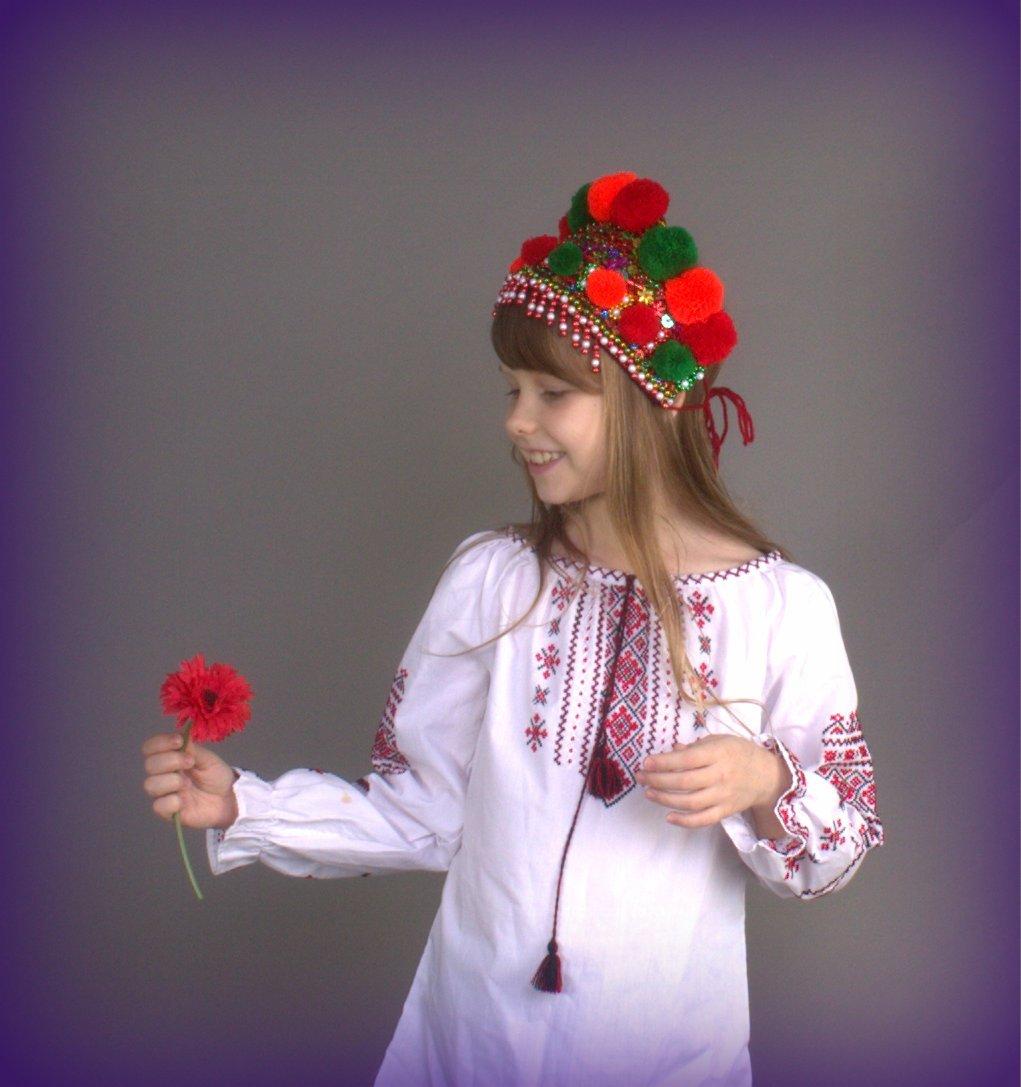 Rushnichok Ukrainian Wedding Chiltse Kokoshnik Traditional Easter Headdress Wreath Vyshyvanka Style Handmade Beaded (Green Orange)