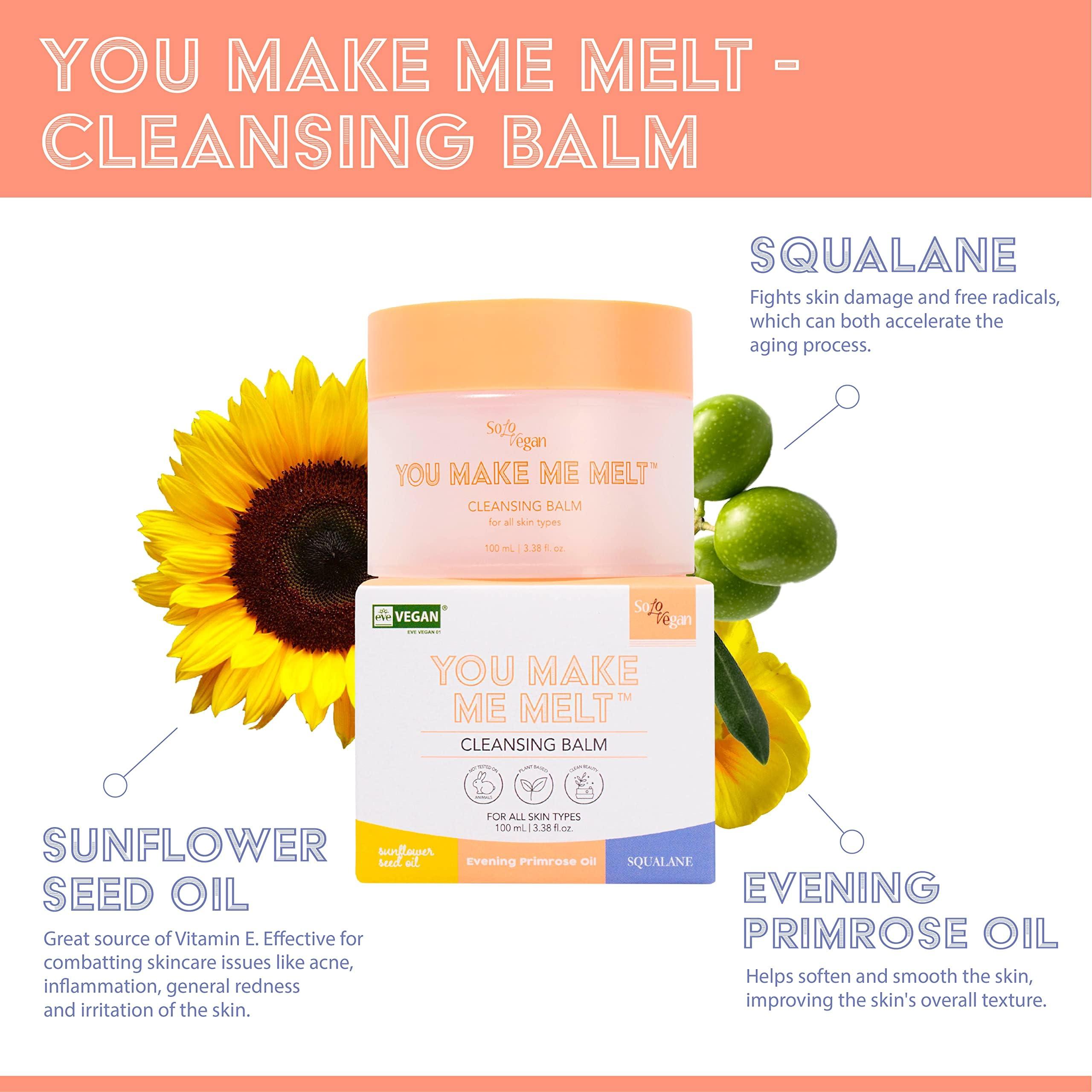 SoloVegan SoloVegan You Make Me Melt Cleansing Balm Make Up Remover 100ml Eye Makeup Remover Korean Skincare Cleanser Makeup Remover Balm I K-beauty I Vegan