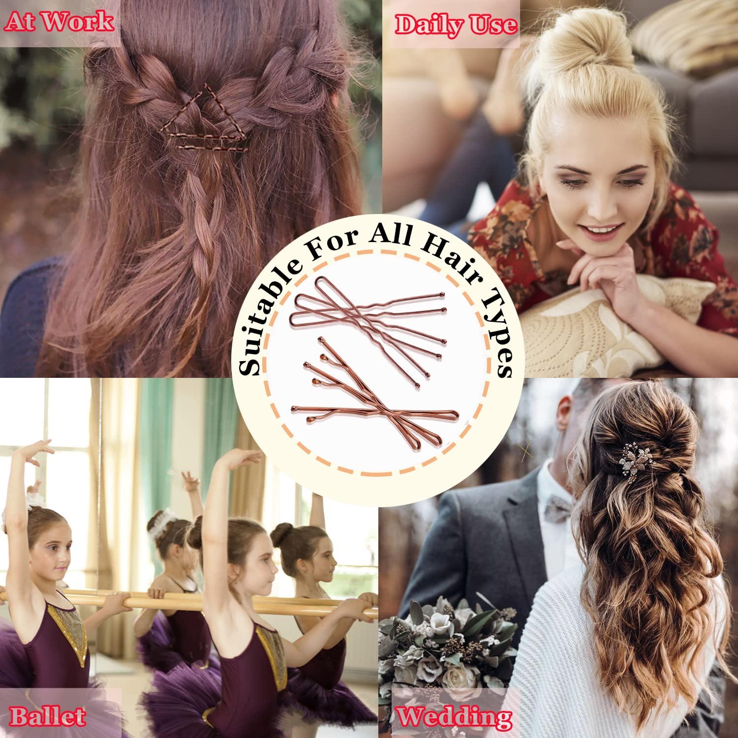 AITRAI AITRAI 200PCS Brown Bobby Pins and U-shaped Hair Pins Set with Box, 2.4 Inch