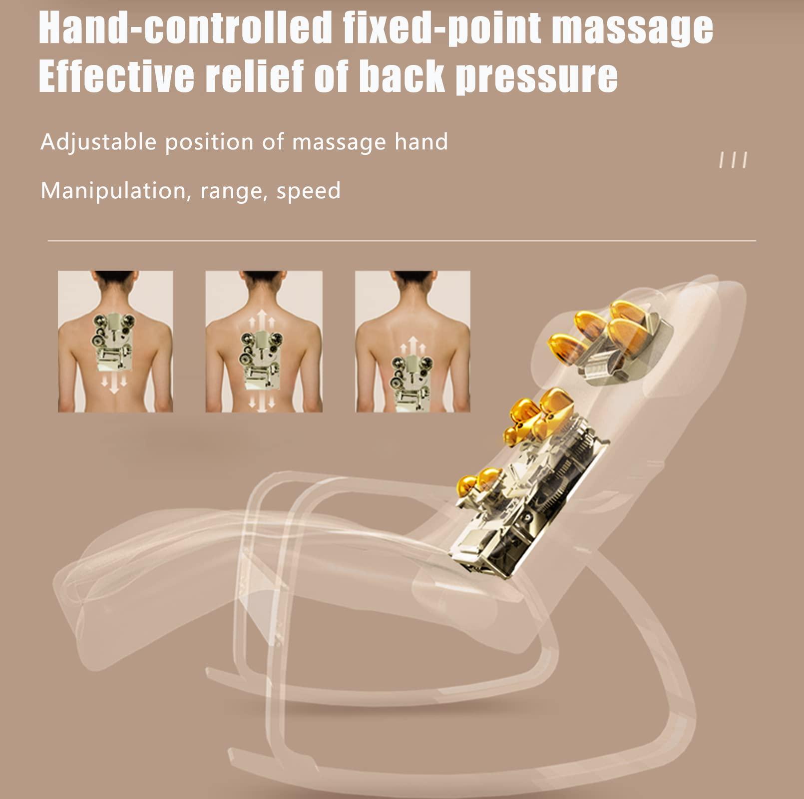 TBQATNTS Wood Rocker Recliner with Footrest and Massage,Multifunctional Rocking Massage Chair and Recliner,Shiatsu Massage Chair,with Vibration Massage and Heating Function for Body Relaxation,Brown,White,2