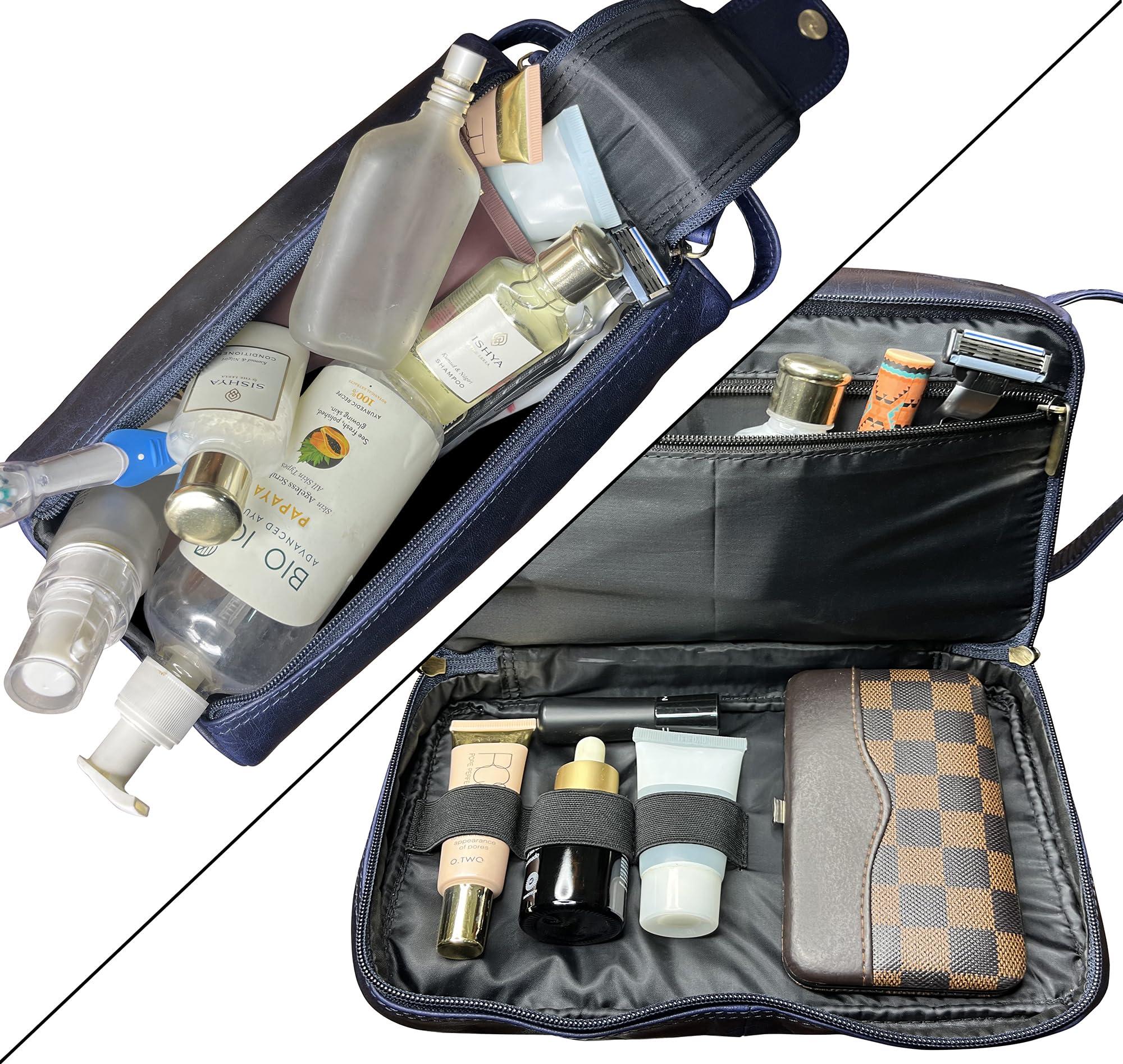 RUSTIC TOWN RUSTIC TOWN Leather Toiletry Bag for Men - Travel Shaving Dopp Kit - Bathroom Shower Toiletries Organizer - Cosmetic Makeup Bag for Women