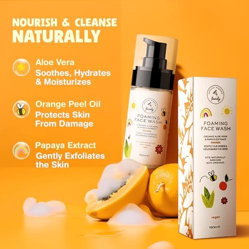 The Natural and Organic Family The Natural and Organic Family Kids Foaming Face Wash - Clean and Gentle Face Wash for Kids and Preteens - Made in the UK