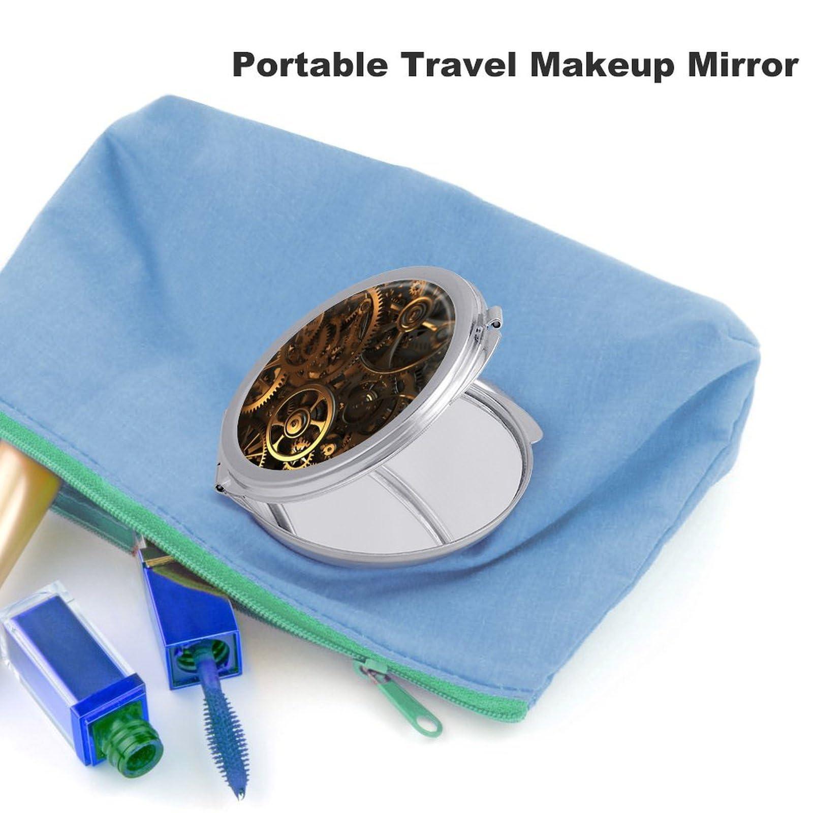 NHYDSPQ NHYDSPQ Makeup Mirrors,Cool Steampunk Gears Print Hand Mirror,Small Vanity Mirror,Mini Compact Travel Makeup Mirro