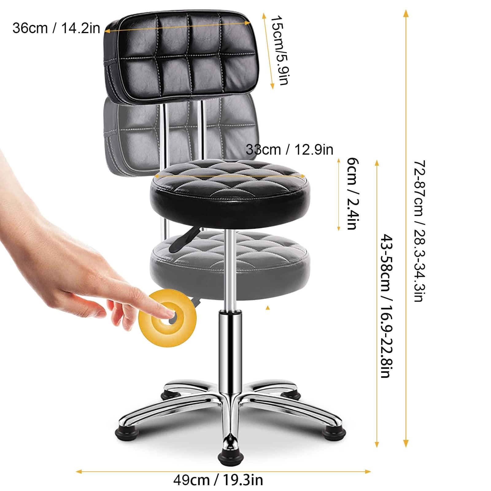 XZSBDXHH XZSBDXHH Swivel Round Stools with Backrest Salon Stool Chair Height Adjustable 43-58cm Doctor Stools Hydraulic for Spa Tattoo Massage Manicure Dentist Clinic Load-Bearing 150kg (Brown)