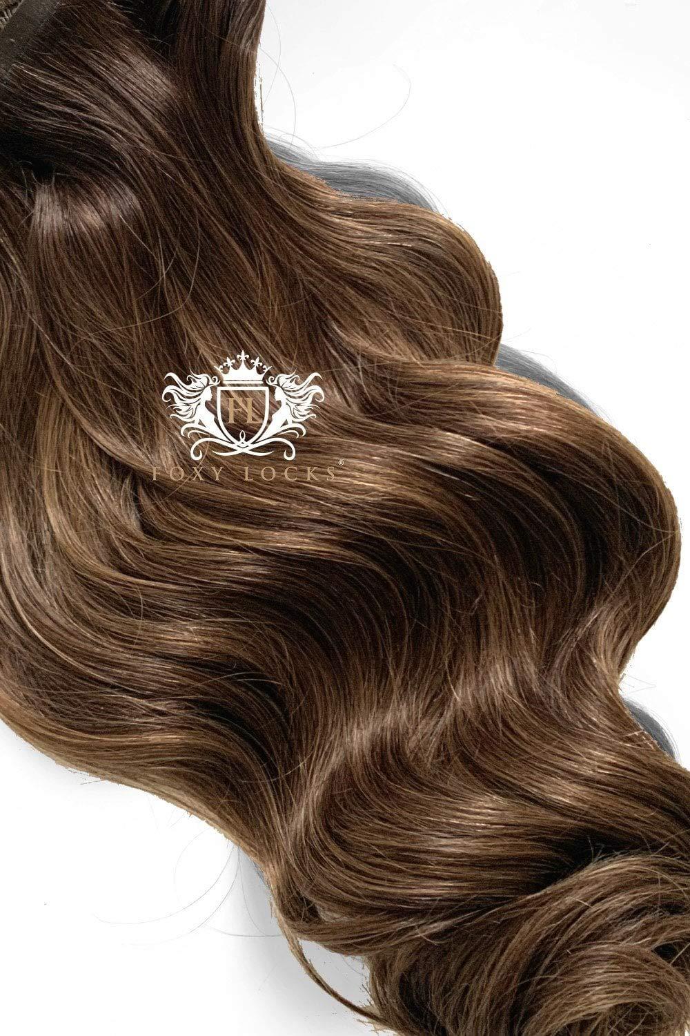Foxy Locks Mochaccino - Volumizer 16\" Seamless Clip In Human Hair Extensions 50g Rooted