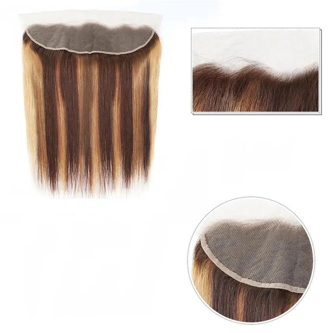 Wjnvfioo Highlight Bundles With Frontal Straight Bundles With Frontal Brazilian Human Hair Bundles With Frontal Free Part Highlight P4-27 22 22 22frontal18#13\" x 4\"