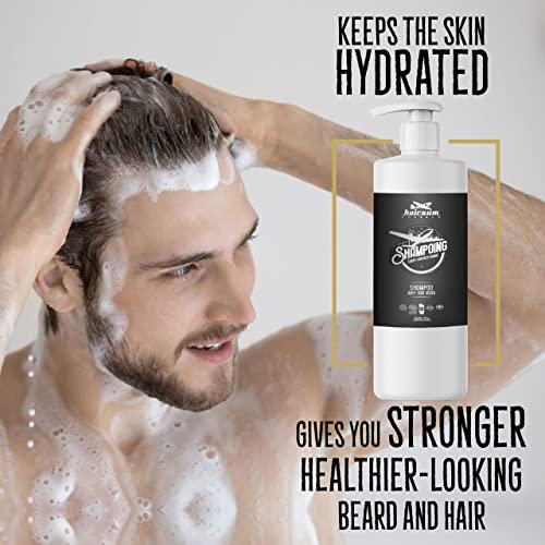 Hairgum Hairgum Mens Hair & Beard Shampoo - All In One Hair Shampoo For Men - Beard and Mustache Hair Moisturizing Mens Shampoo - Cleansing Hair and Beard Shampoo with Shea Oil (31 oz)