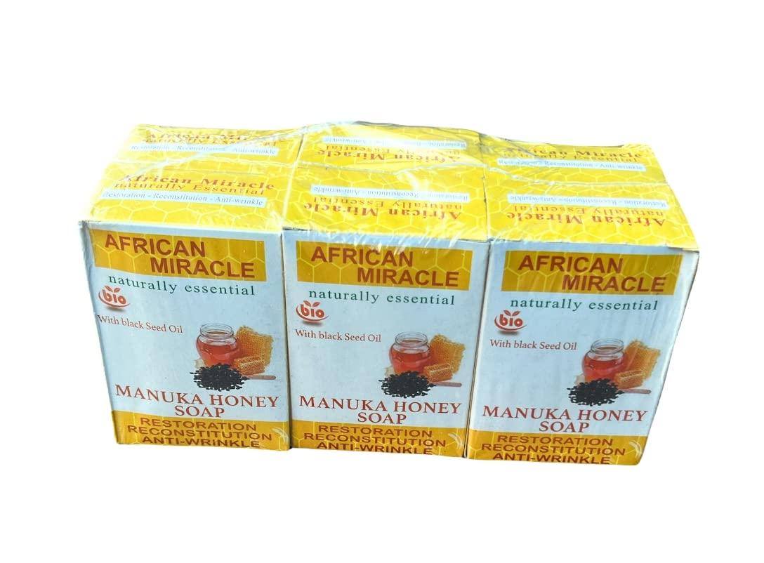 afrimports african miracle manuka honey with black seed oil face & body soap 200g 6packs