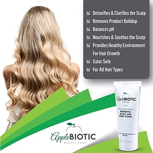 AppleBiotic Apple Cider Vinegar Scalp Scrub 2PK - Exfoliating Scalp Treatment with Coconut & Sesame Seed Oils - Moisturizes & Relieves Itchy, Flaky Skin. Hair Scrub & Scalp Cleanser for Build Up, Healthy Hair