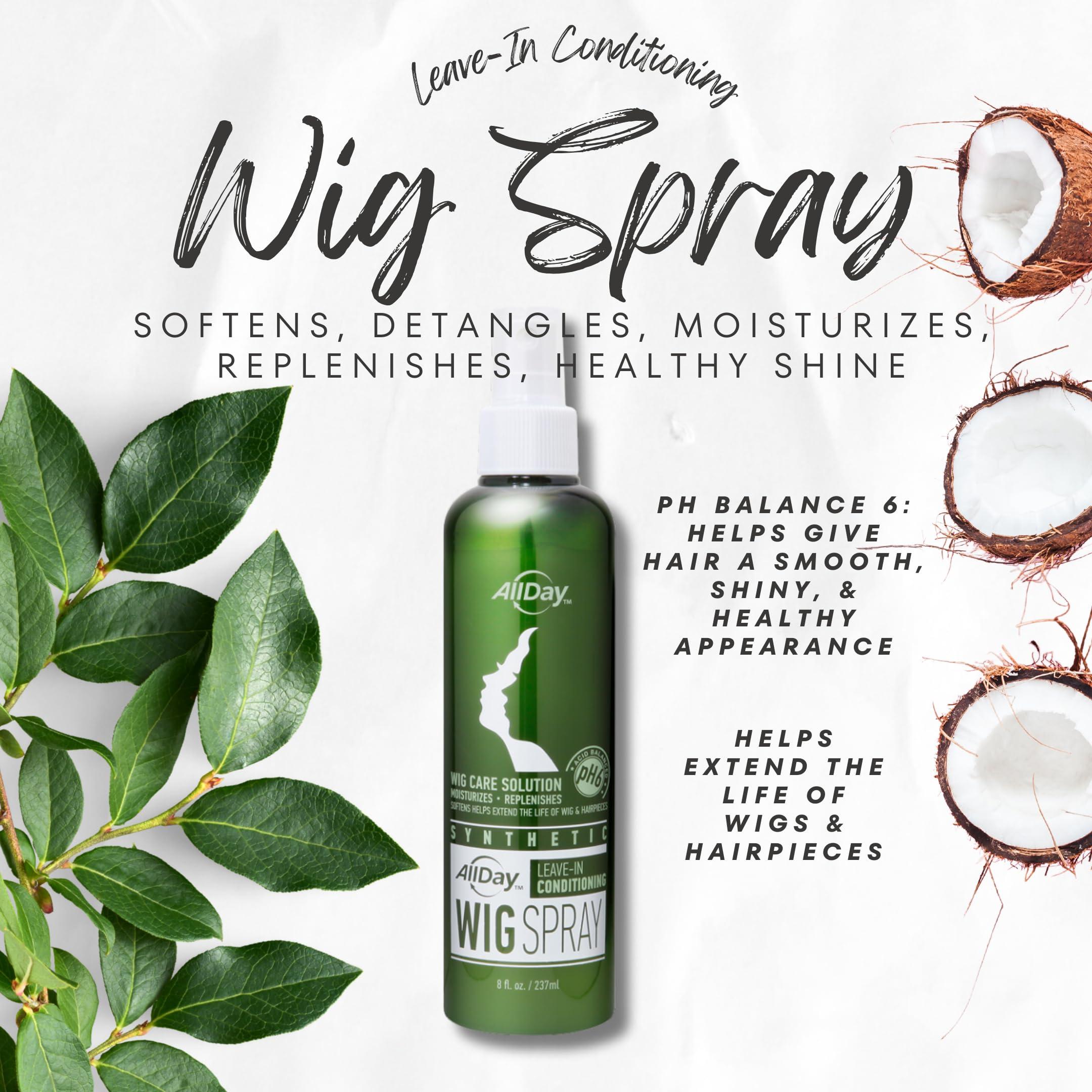 AllDay Locks AllDay Synthetic Wig Spray & Shampoo Bundle (8 oz Each) | Cleanse, Extend, Revitalize, Refresh, Soften, Hydrate, Detangle Wigs & Hairpieces | Grape Scent