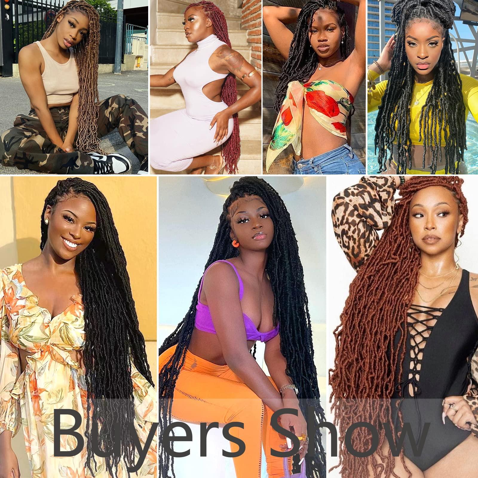 Alrence Faux Locs Crochet Hair Copper Red Soft Locs 30 Inch 7 Packs Ginger Long Crochet Locs Goddess Locs Natural Synthetic Pre looped Crochet Braids For Butterfly Locs (30 Inch (Pack of 7), 350#)