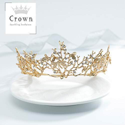 Fairyu Fairyu Baroque Vintage Gold Bride Crown and Tiara Crystal Bridal Wedding Tiaras Dragonfly Hair Accessories for Women and Girls
