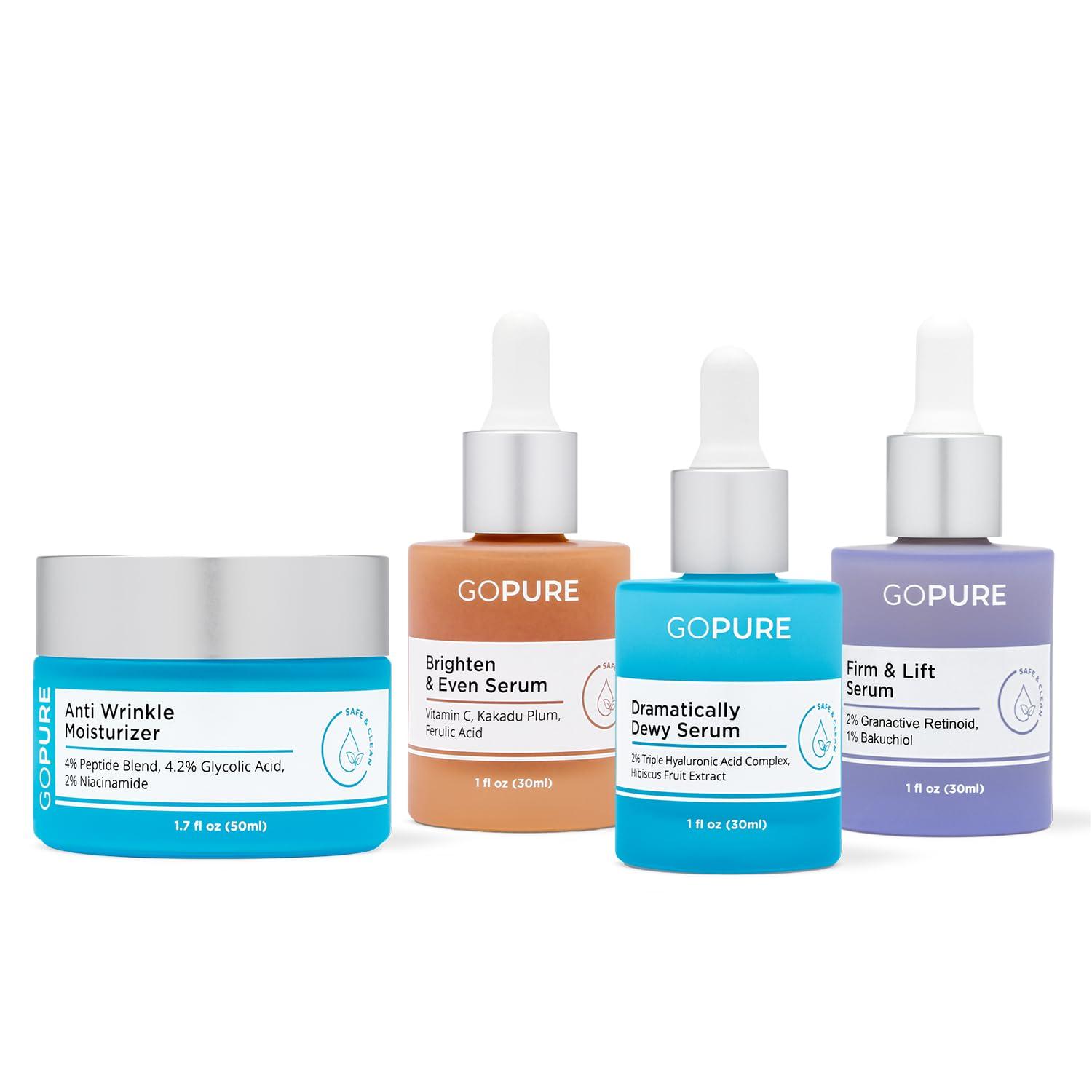goPure goPure - Skincare Essentials Set - Anti Wrinkle Cream, Vitamin C, Dramatically Dewy and Firm & Lift Serums