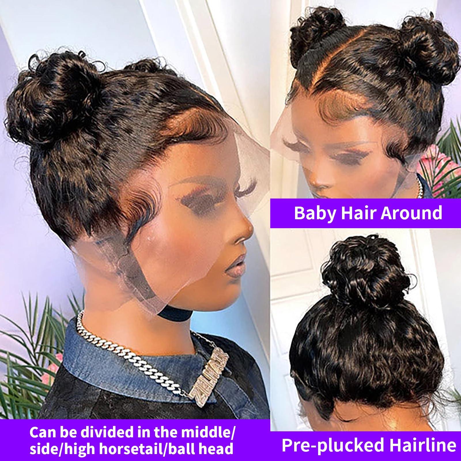 FASHION PLUS FASHION PLUS 15A Real Full Lace Human Hair Wigs Loose Wave HD Transparent Full Lace Wigs Human Hair Loose Deep Wave Full Handmade Invisible Whole Lace Wig Pre Plucked 180% Density Human Hair Wigs