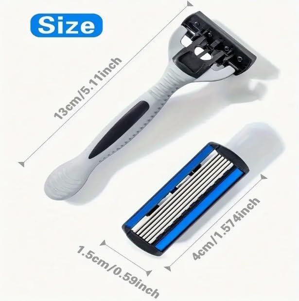 NinthAvenue Basics Men's Manual Shaver Set: 2 Ergonomic Handles & 24 Large Razor Blades, 6-Layer Stainless Steel Safety Razor for Precision Hair Removal, Replaceable Shaver Heads, Ideal for Sensitive Skin, PREMIUM