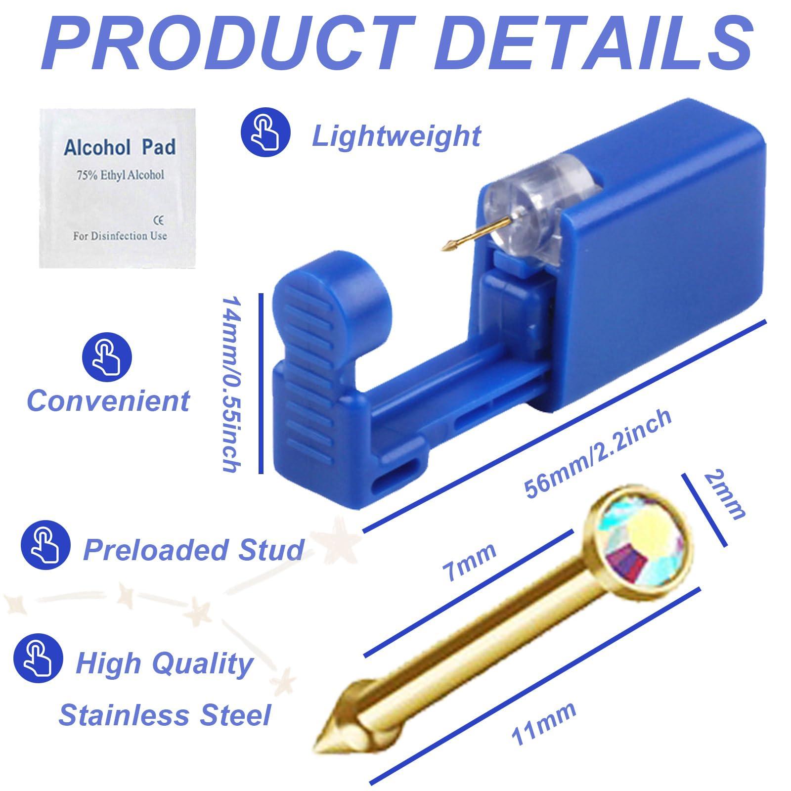 orilace orilace 30Pcs Self Nose Piercing Kit- Blue Disposable Nose Piercing Gun Built-in Nose Stud, Safe Easy Use Painless At Home Nose Piercing Tool (G200+200)