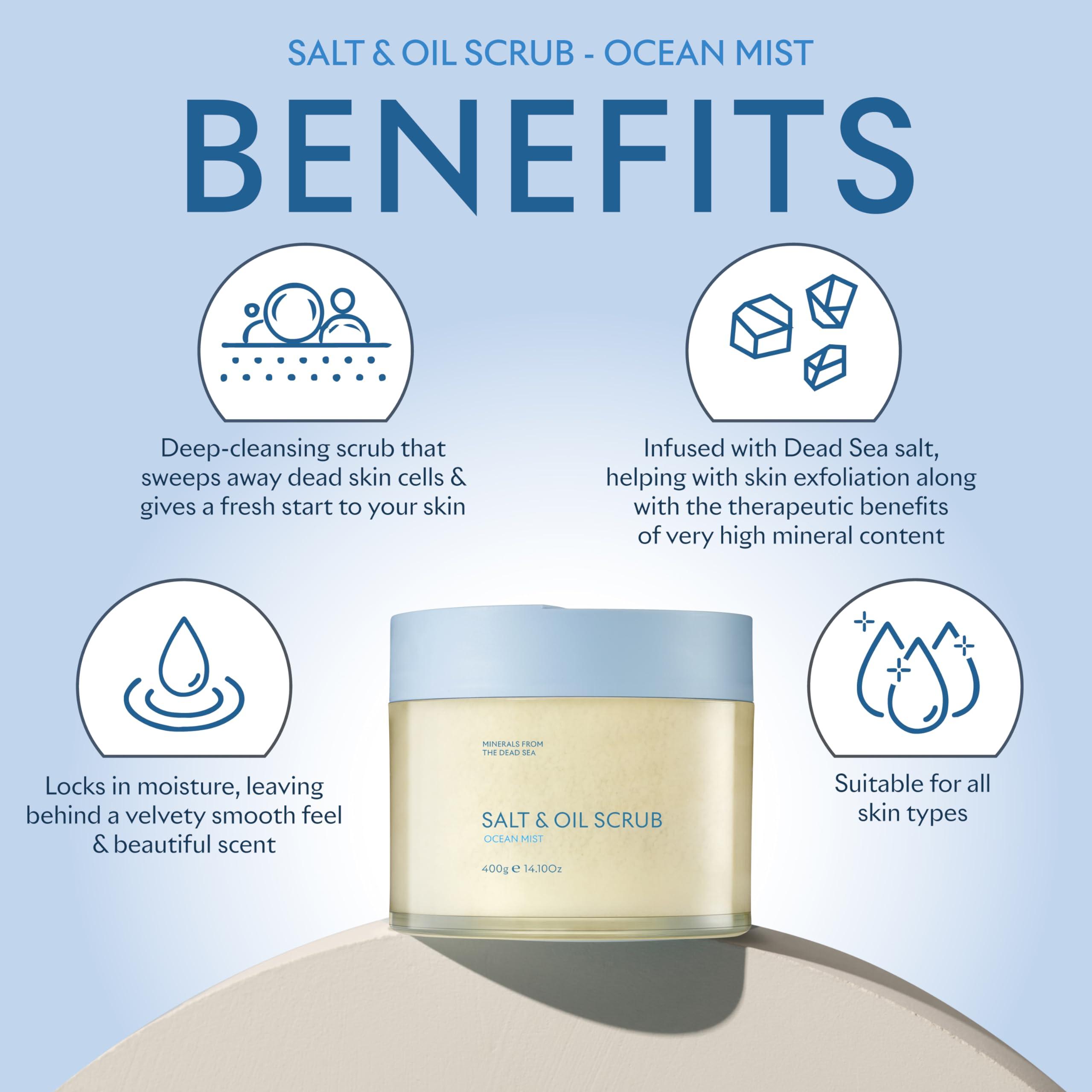 SEACRET SEACRET Body Scrub - Salt & Oil Body Exfoliator with Dead Sea Minerals and Essential Oils, Ocean Mist Scent 14.1 FL.OZ.