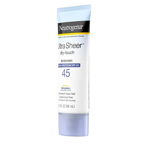 Neutrogena Neutrogena Ultra Sheer Dry-Touch Sunscreen Lotion, Broad Spectrum SPF 45 UVA/UVB Protection, Light, Water Resistant, Non-Comedogenic; Non-Greasy, Travel Size, 3 fl. oz