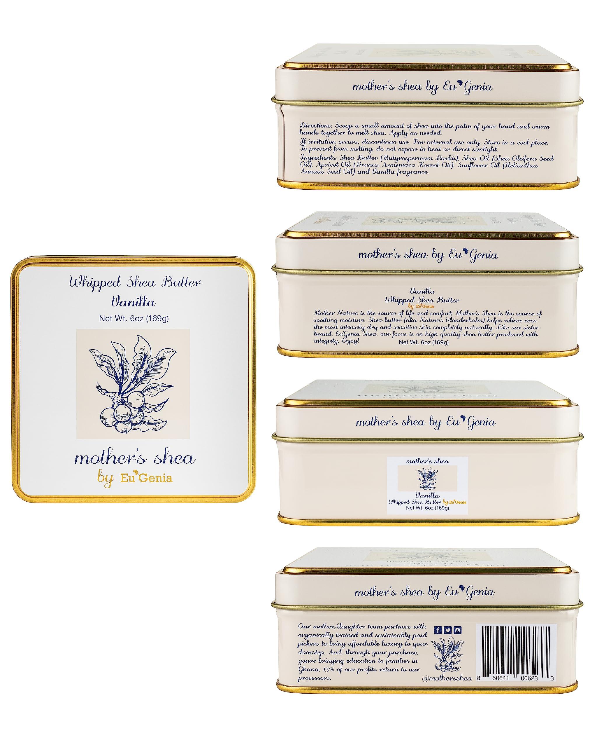 Mother's Shea Mother's Shea Whipped Shea Butter (Vanilla, 2 Oz Tins - Set of 3) 100% Pure Raw Unrefined African Shea - Organic, Sustainably-Sourced Ingredients - Natural Skin & Hair Care
