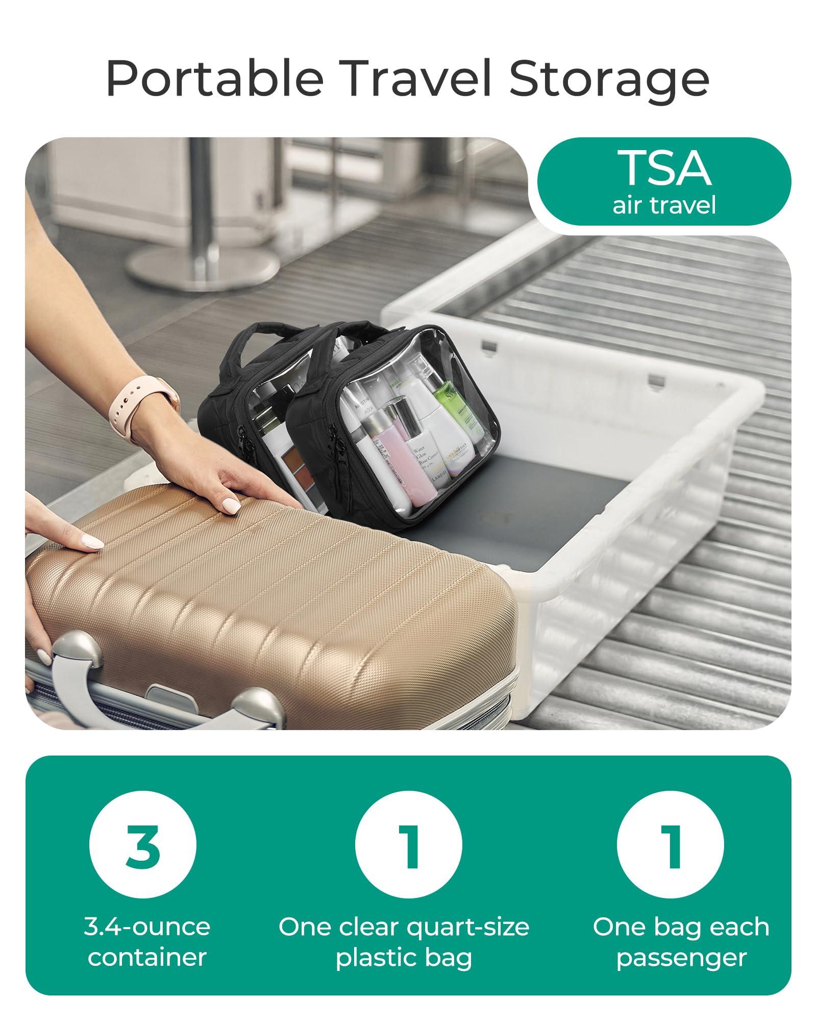 BAGSMART BAGSMART Clear TSA-Approved Toiletry Bag, Puffy Edges Travel Makeup Bag, Large Opening with Handle, Clear Cosmetic Bag with Double Zipper for Women