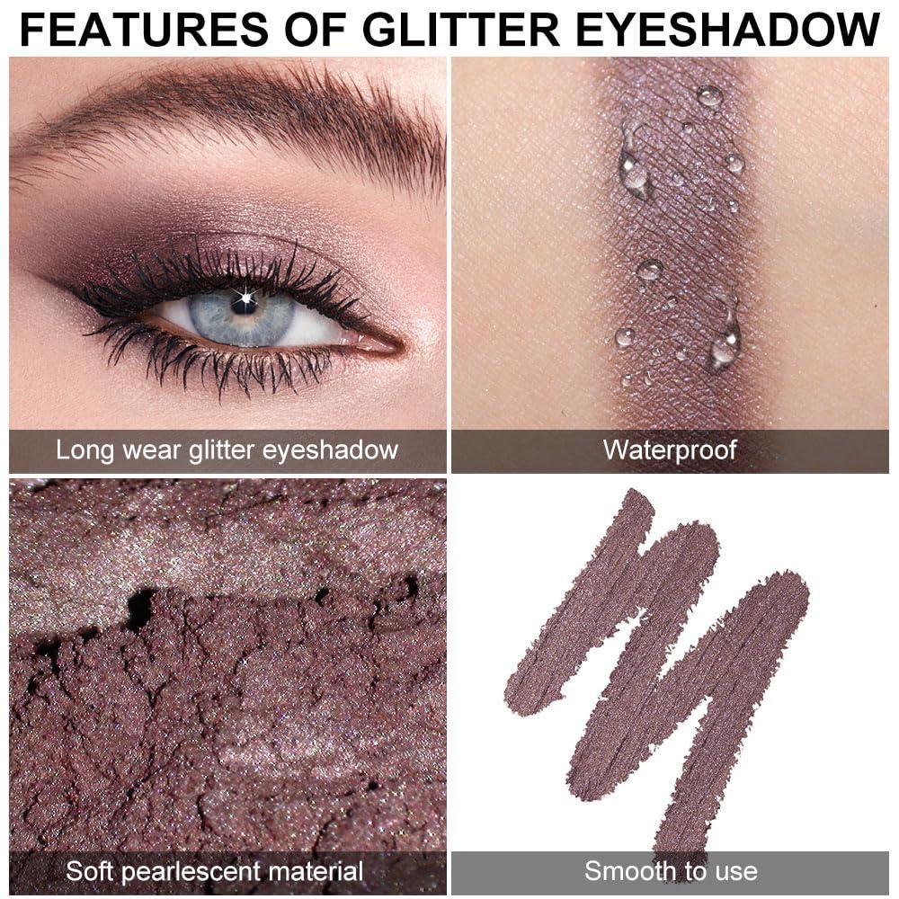 BINGBRUSH BINGBRUSH 2 Pcs Dark Brown Cream Eyeshadow Stick,Shimmer Metallic Eye Shadow Pencil,Eye Brightener Crayon for Different Eye Makeup Effect,Easy-To-Apply and Compact for Travel