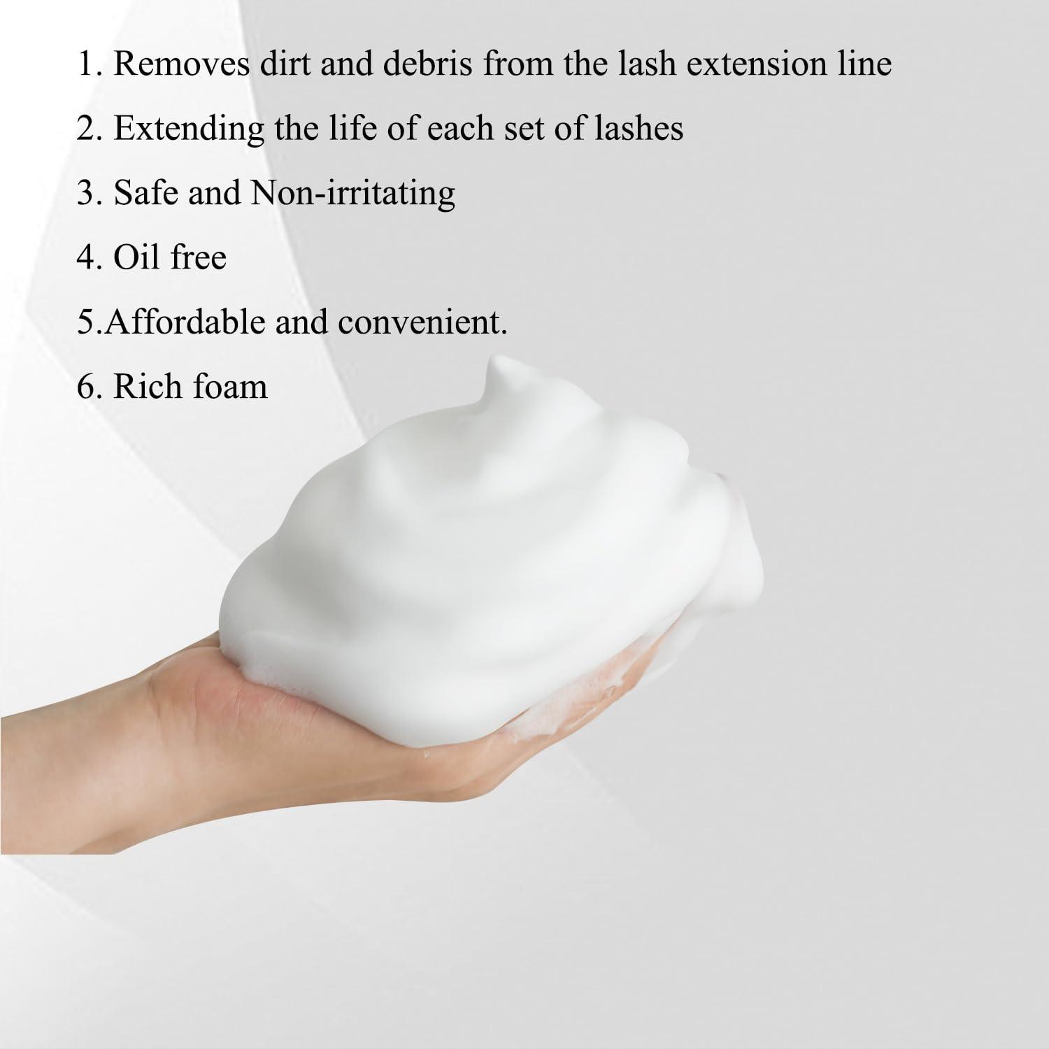 QYF QYF Eyelash Extension Shampoo 500ml Lash Extensions Shampoo Eyelid Foaming Cleanser Paraben & Sulfate Free Non-Irritating for Professional Salon and Home Use (peach)