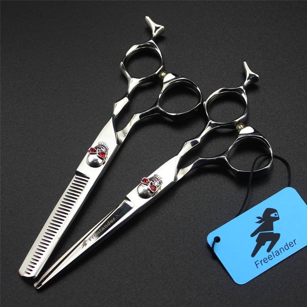 KOAIEZ KOAIEZ 6.0 Inch Silver Professional Stainless Process Barber Scissors, Salon Barber Hairdressing Shears Barber Kit, Sharp and Precise, for Women, Men and Hairdressers