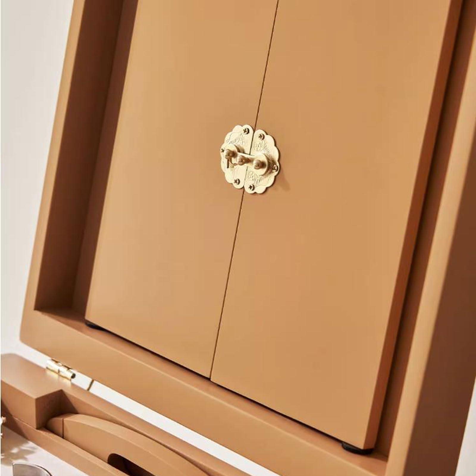 BENGAOTH-O Makeup & Jewelry Storage, Solid Wood Makeup Organizer Box,Portable Large Capacity Skincare Storage Cabinet with Mirror, Cosmetic Display Case with Drawers , Brush Perfume Jewelry Lipsticks Holder , Mu