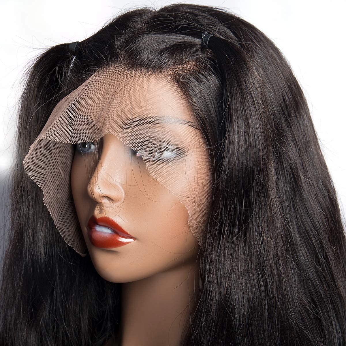 L/W 360 Lace Frontal Wig Cap with Baby Hair Body Wave Brazilian Virgin Hair 100% Unprocessed Human Hair Wigs for Black Women 150% Density (22inch)