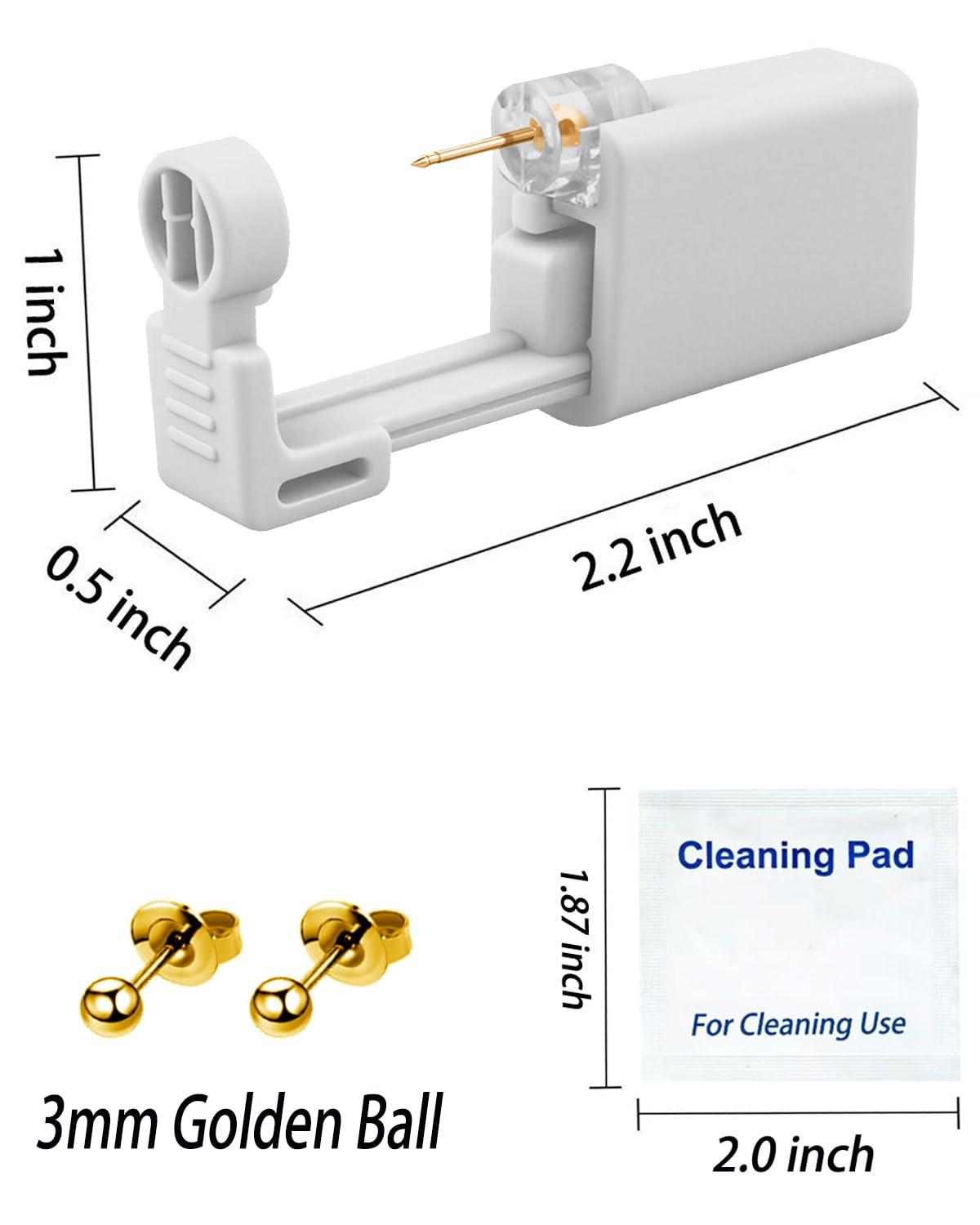 SLVIEKAE Ear Piercing Kit, SLVIEKAE Ear Piercing Kit Earring No Pain Easy Use Ear Piercing Gun Kit with CZ Earrings Stud (Gold)