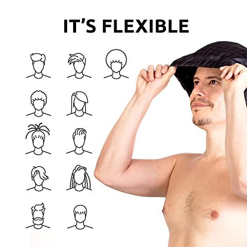 HAIRSOME 2 Premium Men Shower Cap For Dreadlocks, Braids, Curls, Locs, Curly Hair. Large, Double-Sided, Waterproof, Reusable shower cap for mens hair. Terry cloth lined, elevated, sleek looking shower caps