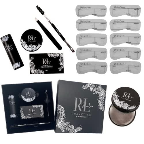 Roman Lon Cosmetics Eyebrow Stamp and Stencil Kit for Perfect Brow Shaping| Brow Stamp Kit Reusable Eyebrow Stencils Waterproof & Long-lasting