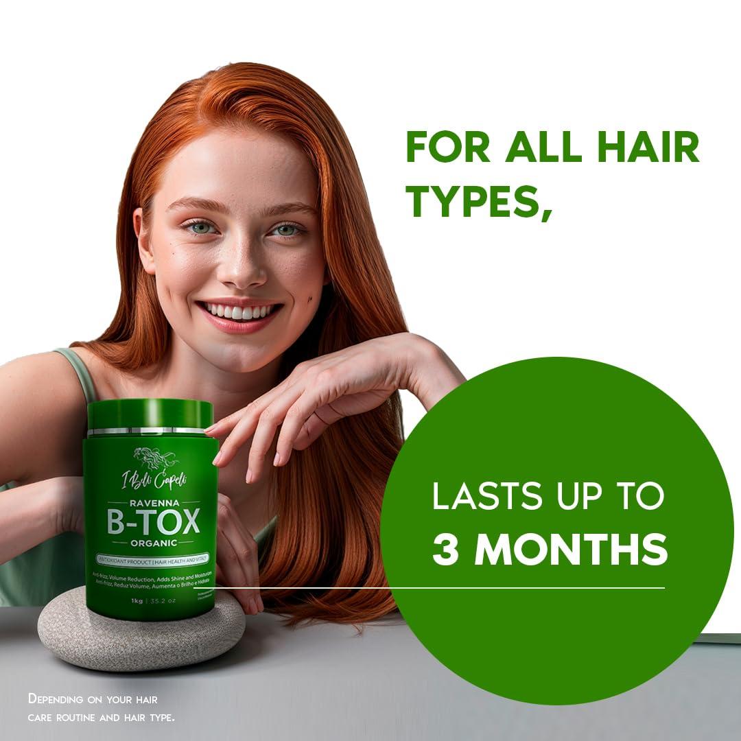 I Belli Capelli I Belli Capelli Ravenna Organic Hair B-tox Treatment - Formaldehyde-Free, Anti-Frizz Smoothing for Hair - 35.2 oz (1kg)