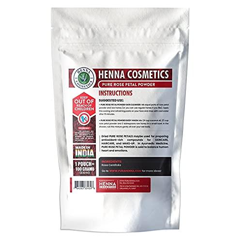 HENNA COSMETICS CYPRI Rose Petal Powder For Facial/Hair Mask Formulation, Skin 100% Organic | 100 Grams (3.53 ounces)| Henna Cosmetics