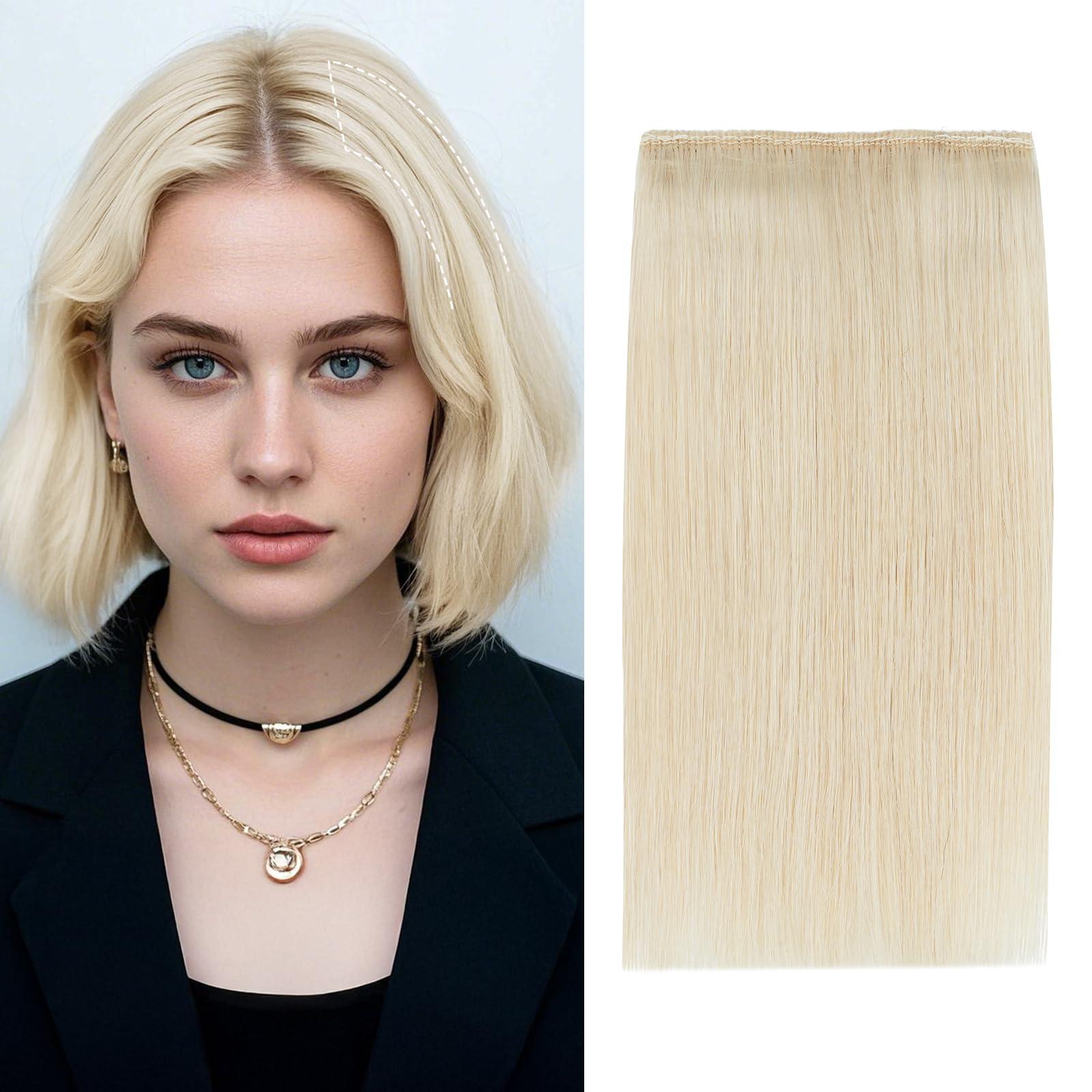 S-noilite S-noilite Hair Extensions for Short Hair Clip in Human Hair 1PCS 2 Clips Clip in Hairpieces Remy Hair For Women with Thinning Hair Add Hair Volume 12g 8Inch-Bleach White