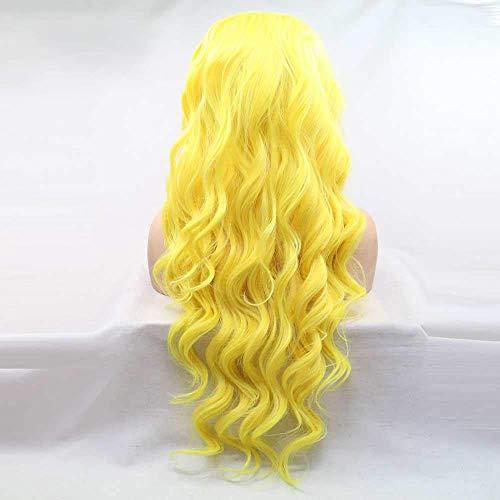 Karissa Hair Fluorescent Yellow Lace Front Wigs for Women Soft Yellow Long Lace Front Wigs with Middle Part Glueless Heat Resistant Hair for Hallowe Makeup 24inches