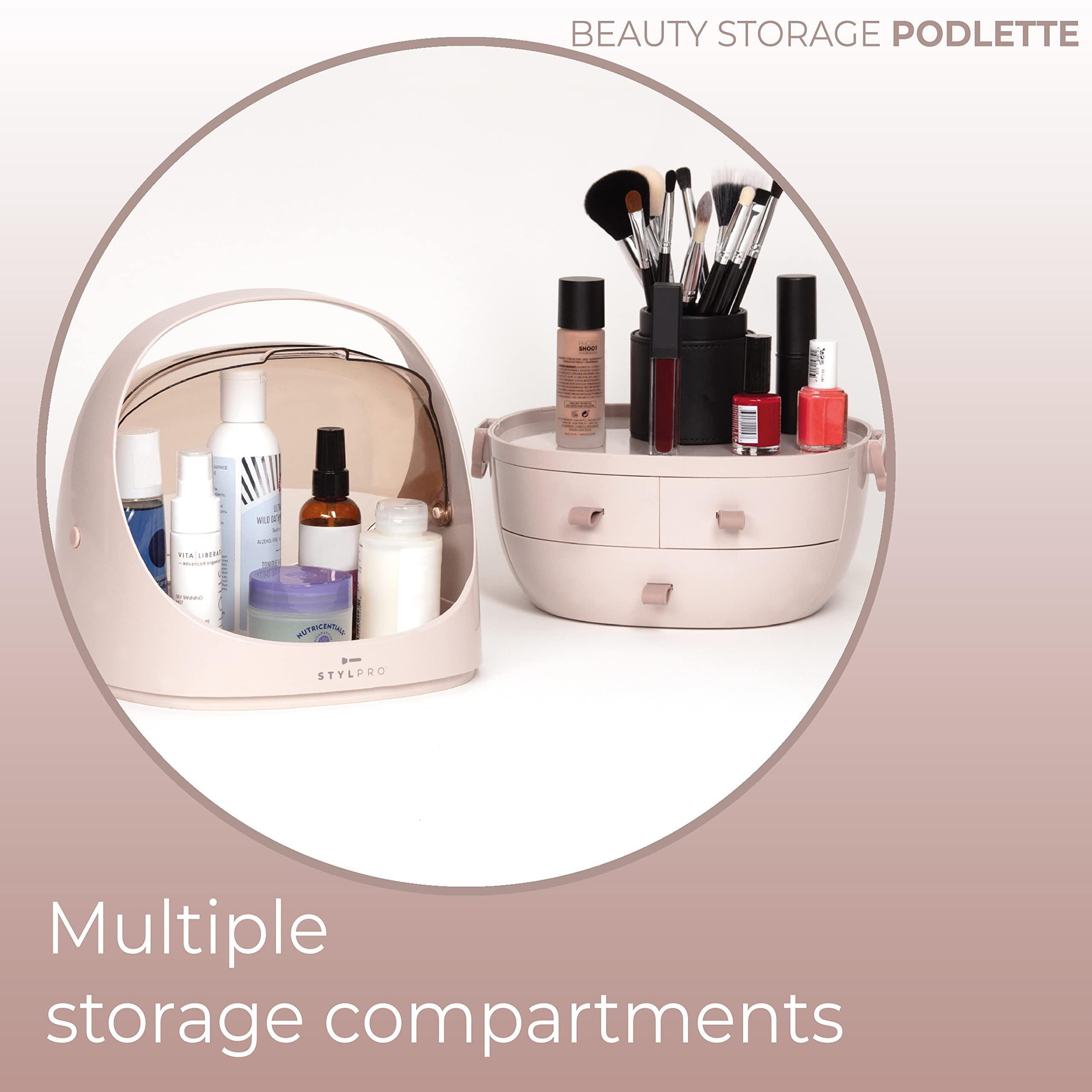 stylPro stylPro Stylideas Beauty Storage Podlette - Makeup Organizer - Portable Makeup Case with 4 Sections, 3 Drawers, Transparent Display and Handle - 1 pc