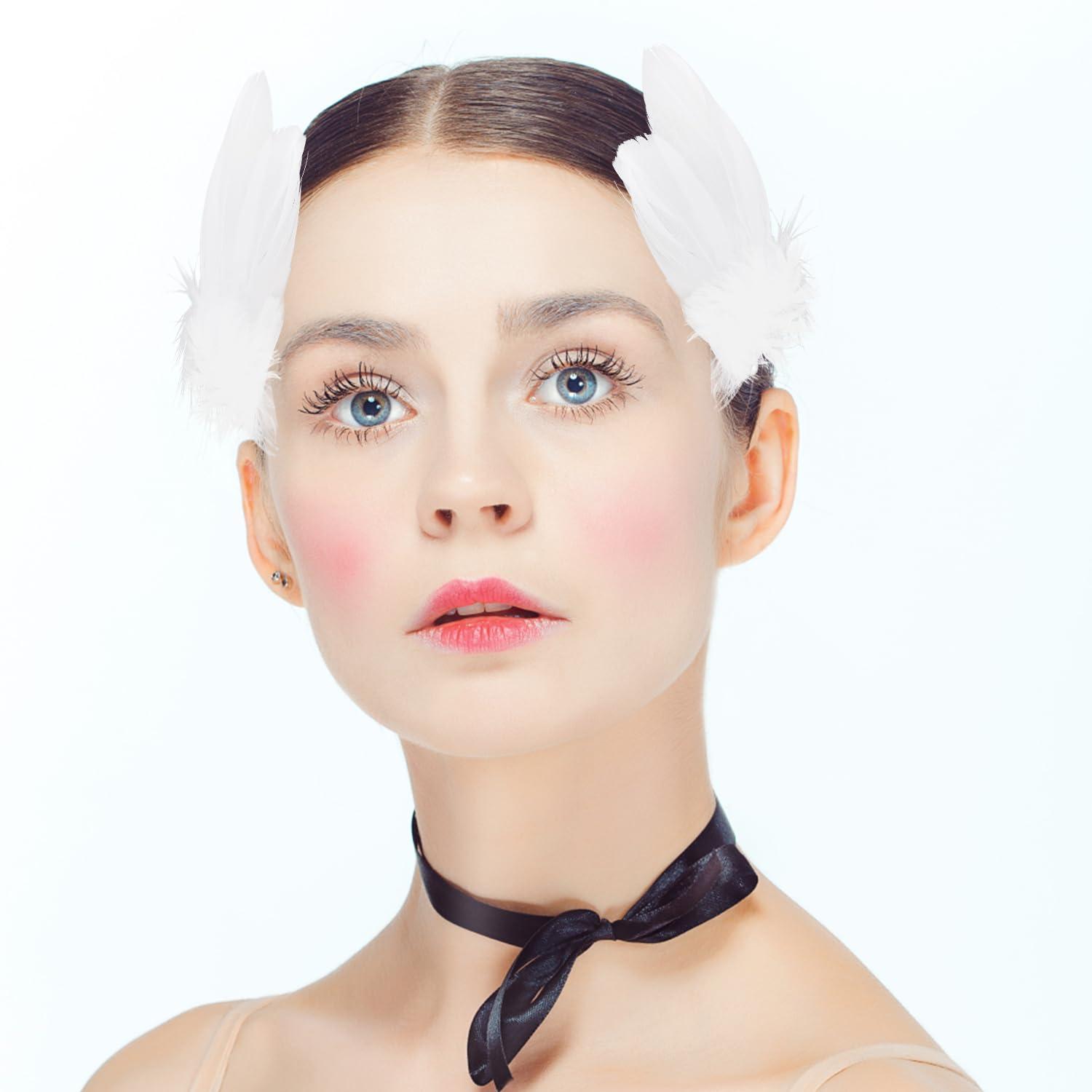 XIHIRCD 2PCS Feather Hair Clips Swan for Women Girls, 6.3\" White Pearl Ostrich Feather Hair Clip White Feather Hairpins Barrette Accessories Headpieces for Wedding Bridal Shower Birthday Stage Performance