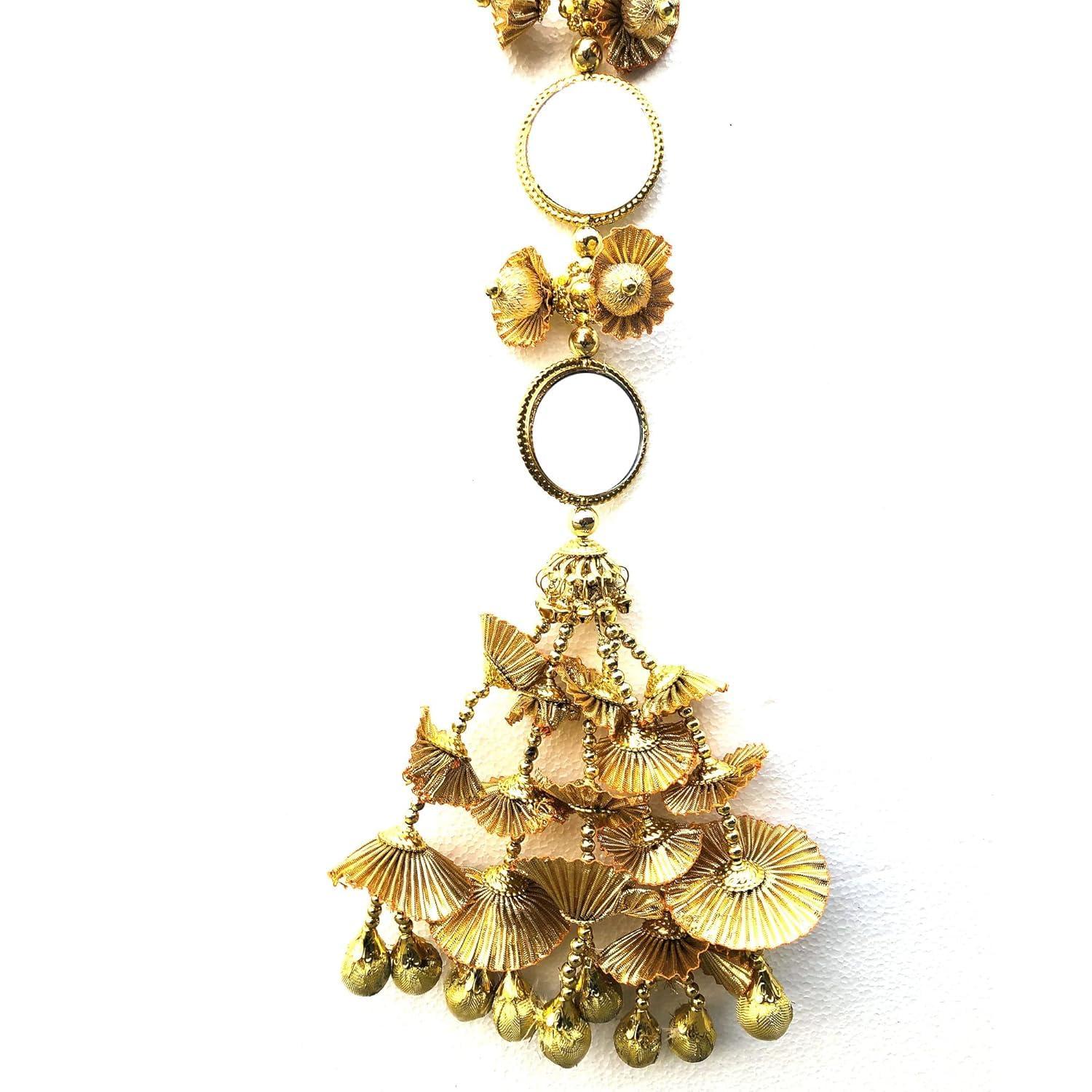 Generic Paranda Parandi Hair Accessory Braid Tassles Extensions with Mirror Punjabi Paranda Wedding Bridal Pranda(Golden 36)