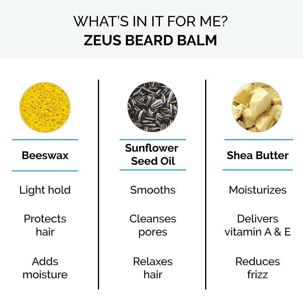 ZEUS ZEUS Beard Balm, Natural Beeswax & Shea Butter Balm, Softening Conditioner for Facial Hair – MADE IN USA (Sandalwood) 2 oz.