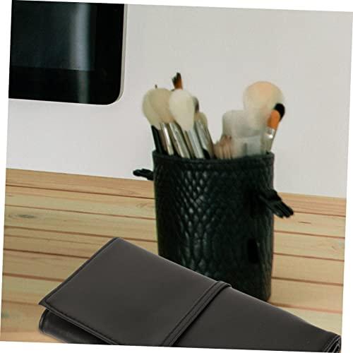 FOMIYES FOMIYES Roll up Make up Brush Case 18-piece Pu Leather Black Travel Makeup Brush Holder