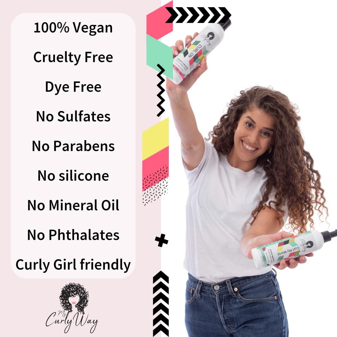 My Curly Way My Curly Way Leave In Conditioner for Curly Hair, Packed with Fruit and Flower Extracts - 10 Oz. Curl On Light Moisturizer Cream for Curls, Waves and Coils 100% Vegan!