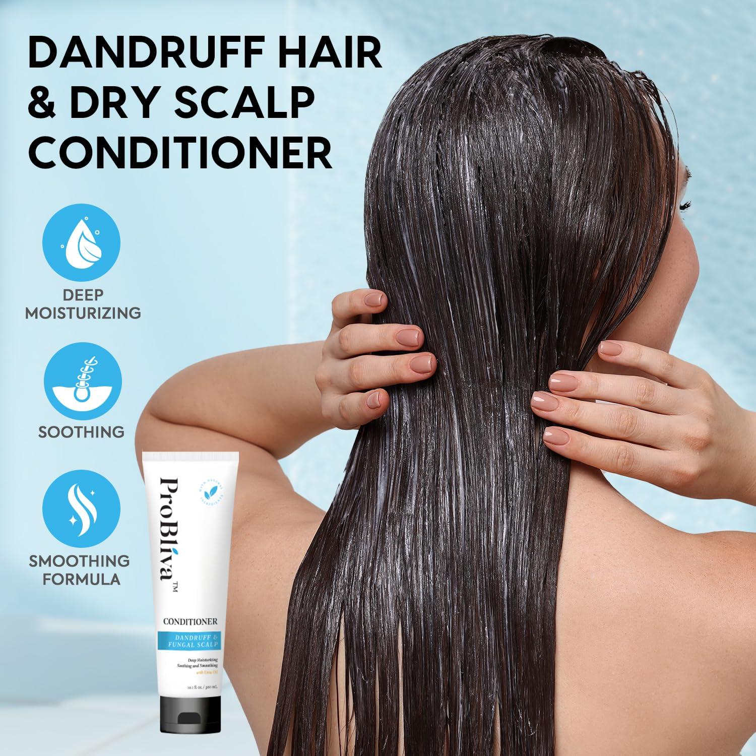 ProBliva Dandruff Hair & Dry Scalp Conditioner: Deep Moisturizing & Soothing Relief with Natural Ingredients - Calms Itch Fungus Flakes, 10 fl. oz.