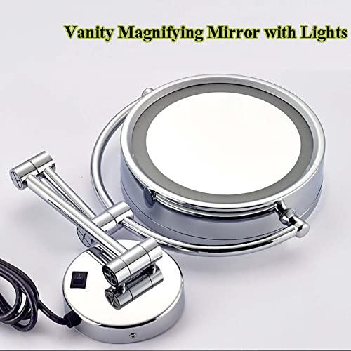 Contrence Wall Mounted Makeup Mirror with Magnification, 8'' HD Double Sided Bathroom Mirror, 360°rotatable, The Stand can be Folded and Unfolded, for Makeup and face Cleansing.-Matte Black||3X