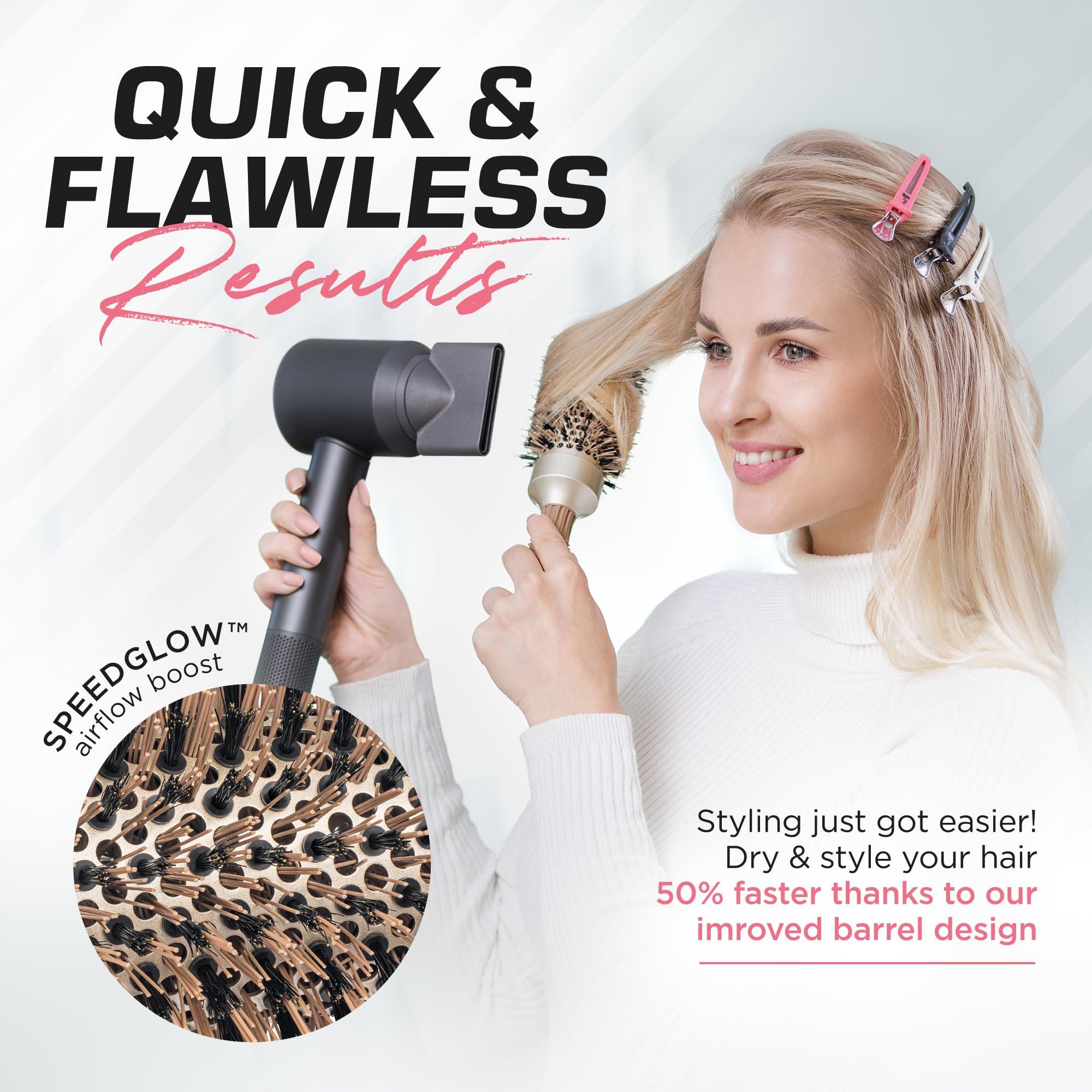 Fagaci Fagaci Hair Clippers for Men and Round Brush for Blow Out Set, Barber Clippers for Hair Cutting, Cordless Hair Clippers and Trimmers Set, Maquina de Cortar Cabello, Round Brush for Blow Drying