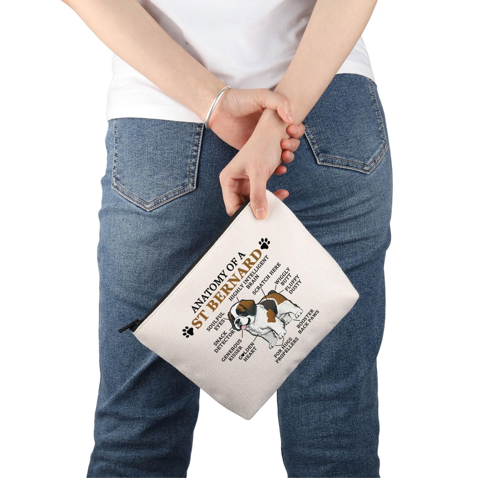 PWHAOO PWHAOO Saint Bernard Lover Gift Anatomy Of A St Bernard Makeup Bag Saint Bernard Owner Cosmetic Bag St Bernard Mom Gift Dog Lover Gift (Anatomy Of A St Bernard M)