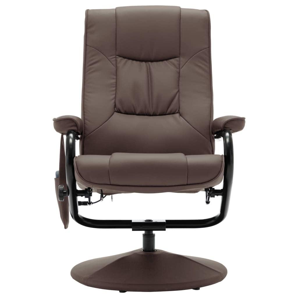 CHARMMA CHARMMA Massage Chair with Foot Stool Brown Faux Leather-20.8KG