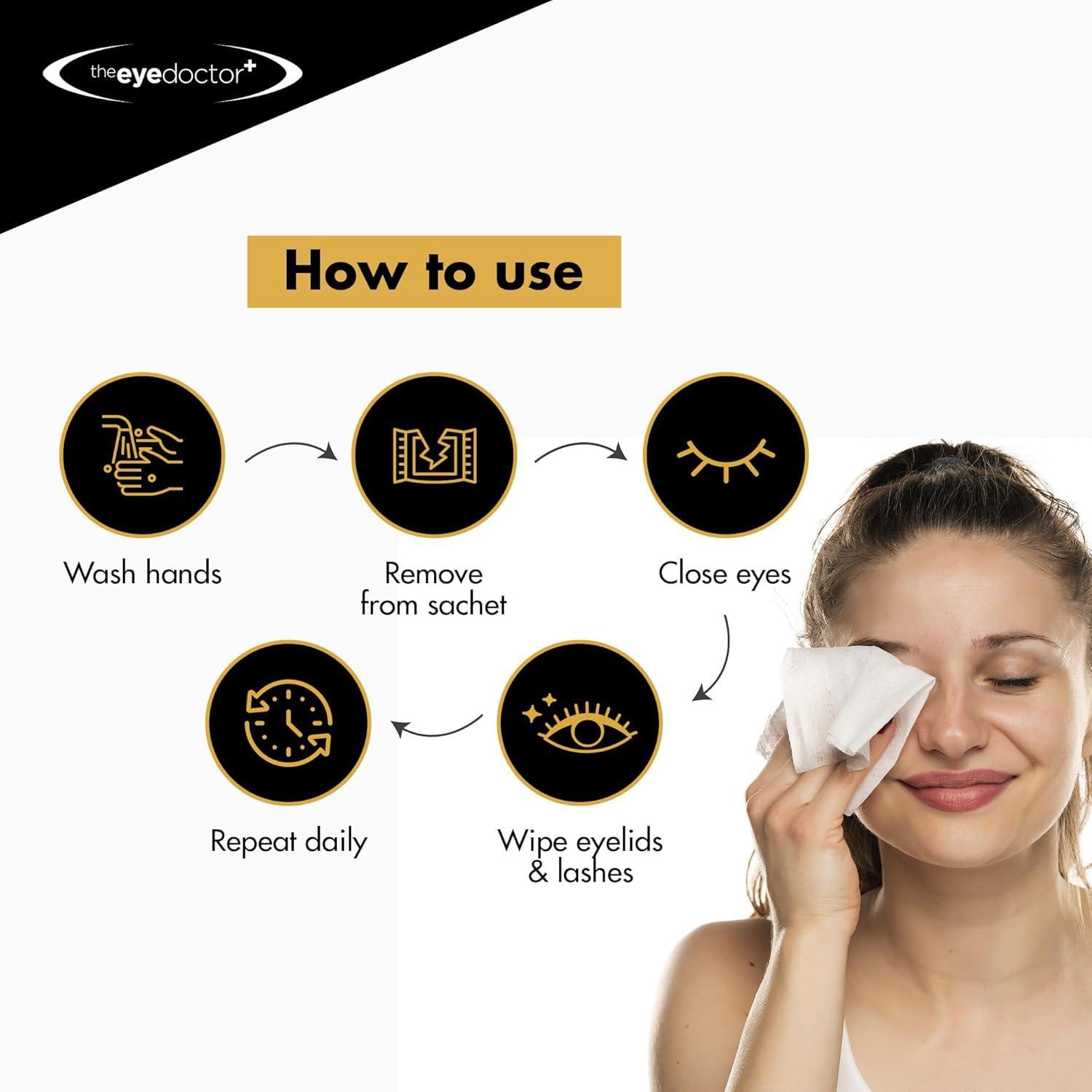 The Eye Doctor The Eye Doctor Eyelid Wipes  80 x Single use Lid & Lash Wipes  Suitable for Sensitive Eyes, Dry Eyes, Blepharitis & MGD - Rinse-Free Eye Wipes - Removes Makeup, Oil, Debris
