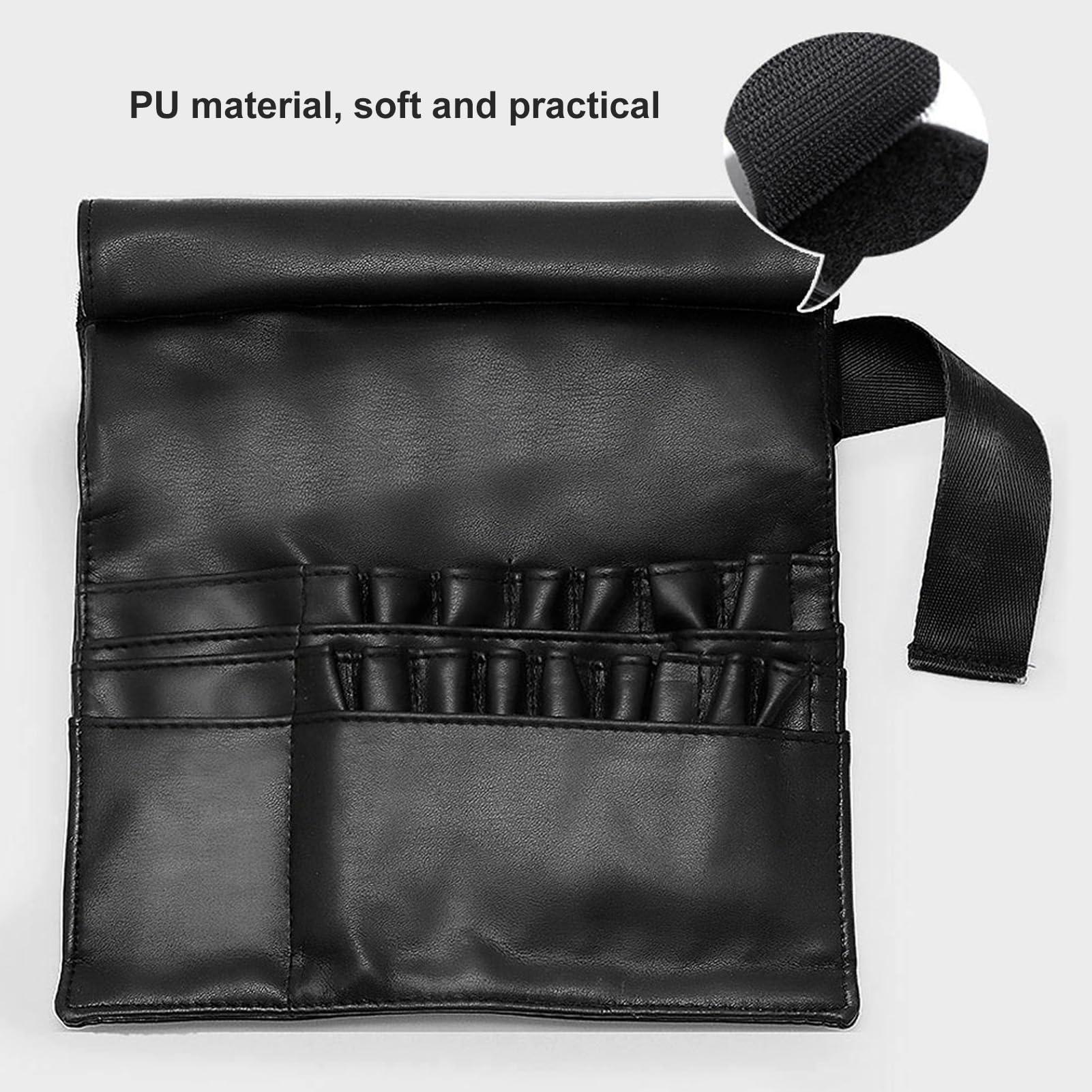 ZJchao Makeup Artist Bag, Makeup Brush Waist Bag, Makeup Brush Bag with Belt, Makeup Artist Waist Bag PU Material Cosmetic Tool Storage Holder for Brush
